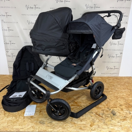 NEW Mountain Buggy Duet V3.2 Double Twin Stroller Pushchair with Carrycot - Black