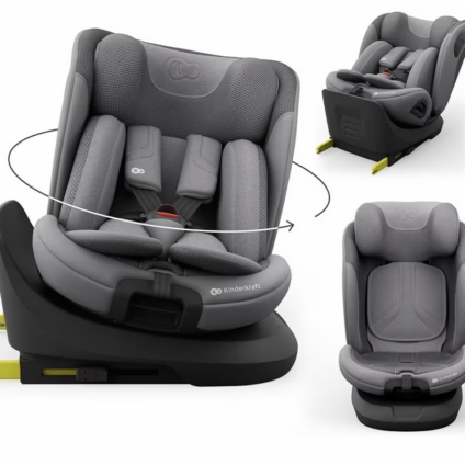 NEW Kinderkraft I-GROW 2 PRO I-Size Spin Car Seat (Birth - 12years) - Grey