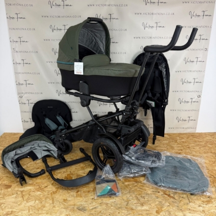 NEW Micralite Twofold Double Pushchair with Carrycot - Evergreen & Black