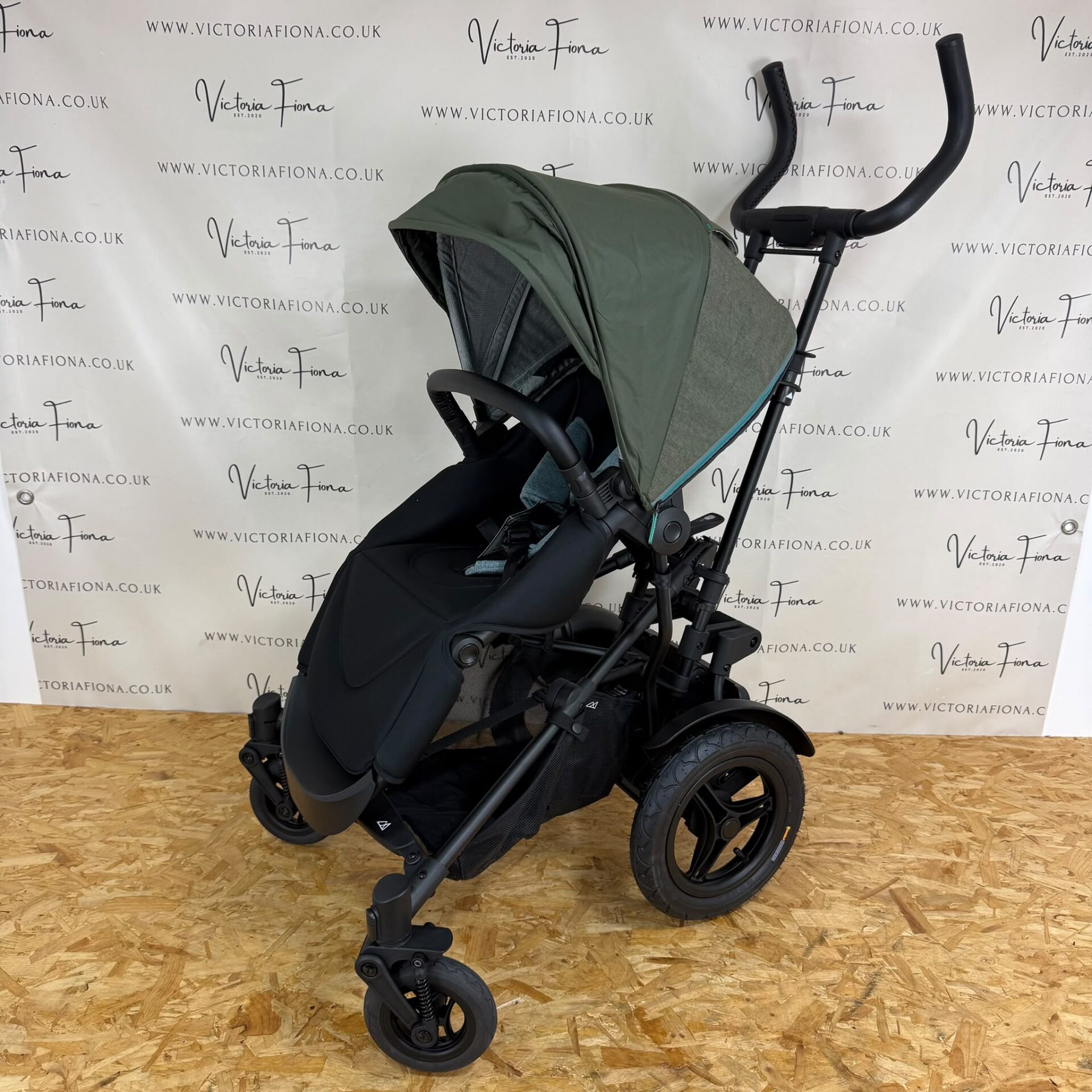 NEW Micralite Twofold Double Pushchair with Carrycot - Evergreen & Black - Image 5