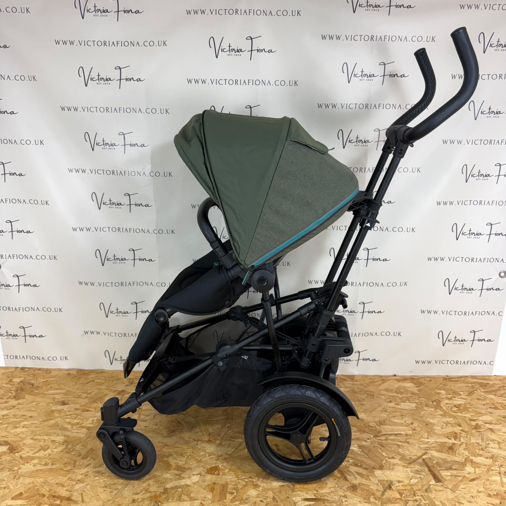 NEW Micralite Twofold Double Pushchair with Carrycot - Evergreen & Black - Image 6