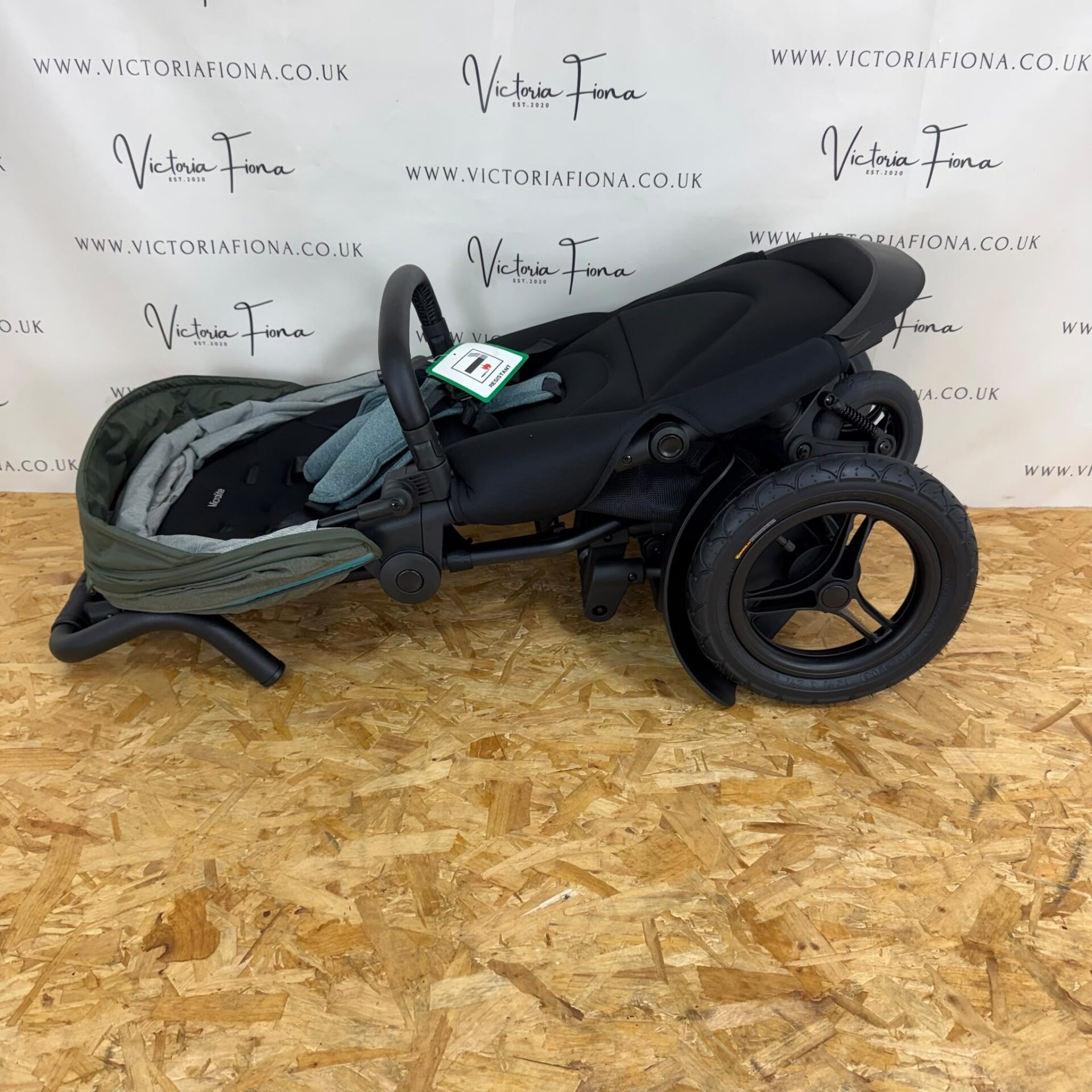 NEW Micralite Twofold Double Pushchair with Carrycot - Evergreen & Black - Image 10