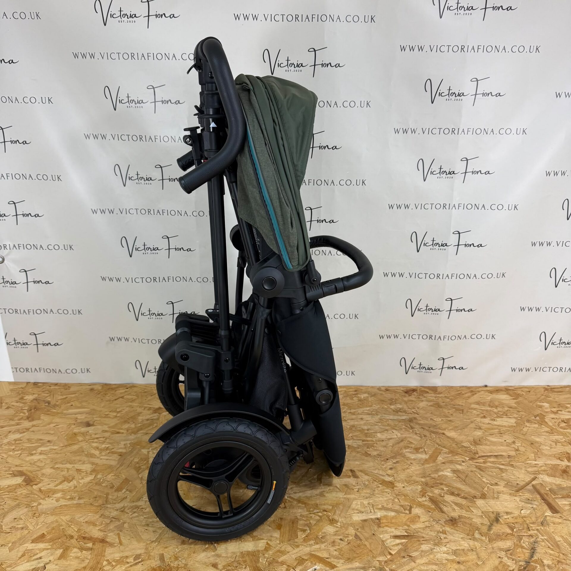 NEW Micralite Twofold Double Pushchair with Carrycot - Evergreen & Black - Image 11