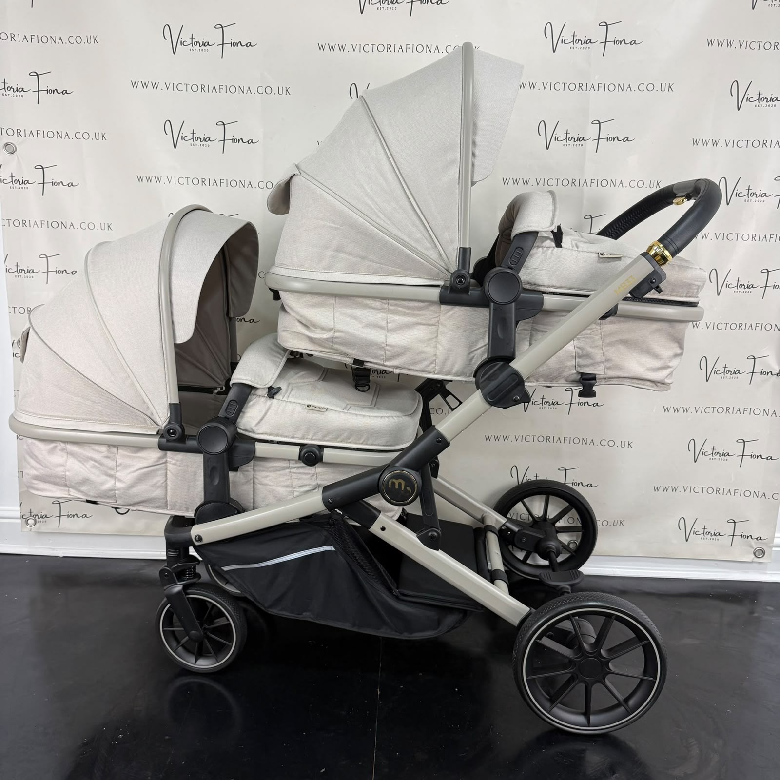 PRELOVED My Babiie MB33 Twin Tandem Double Pushchair - Ivory m RRP£400 - Image 2
