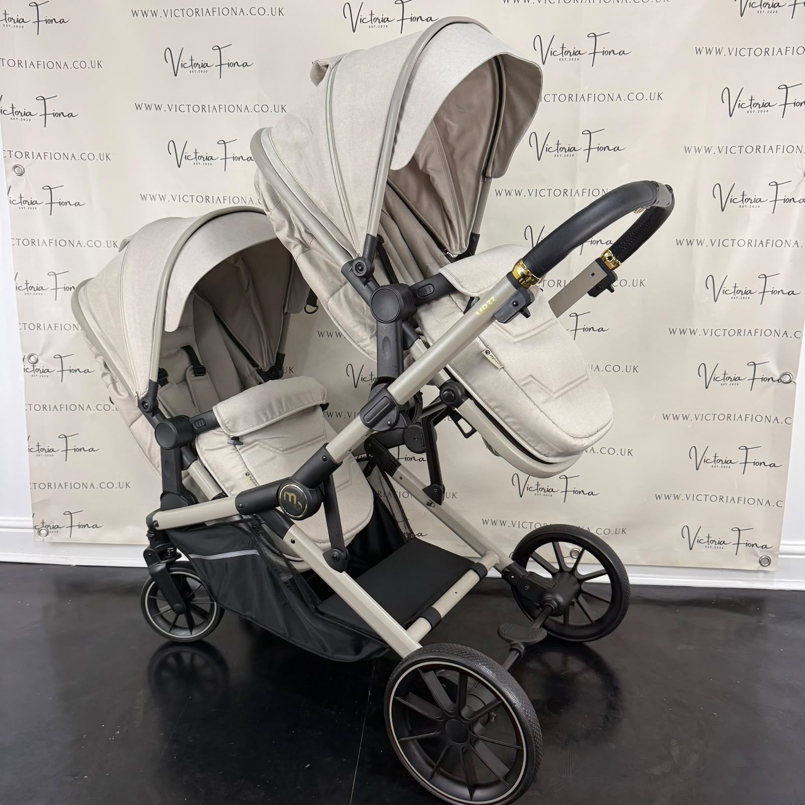 PRELOVED My Babiie MB33 Twin Tandem Double Pushchair - Ivory m RRP£400 - Image 3
