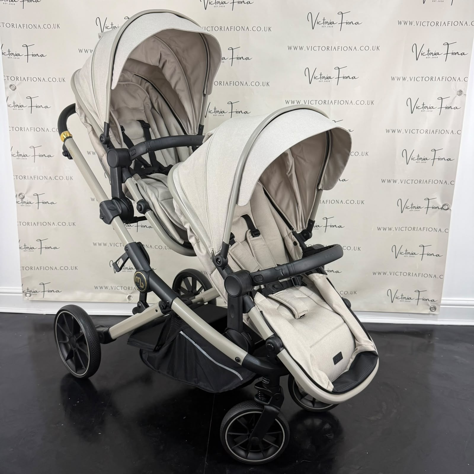 PRELOVED My Babiie MB33 Twin Tandem Double Pushchair - Ivory m RRP£400 - Image 4